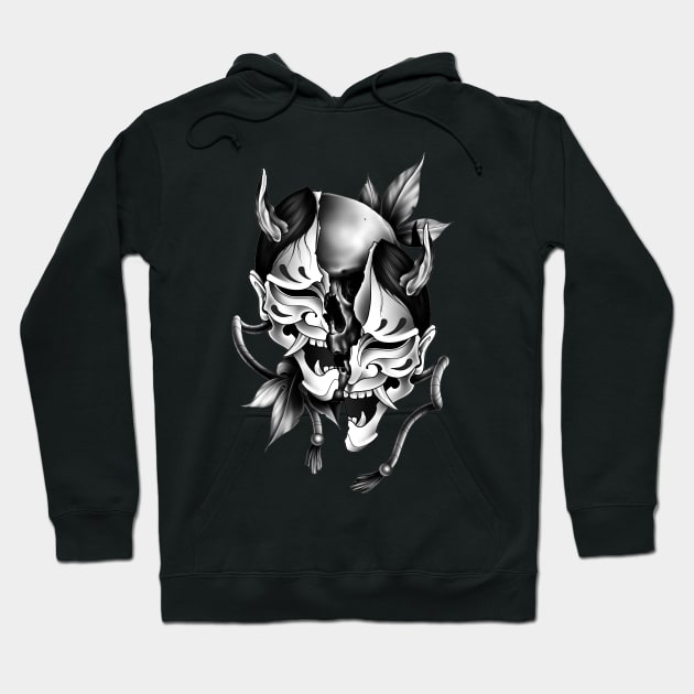 Hannya mask with skull Hoodie by Smurnov